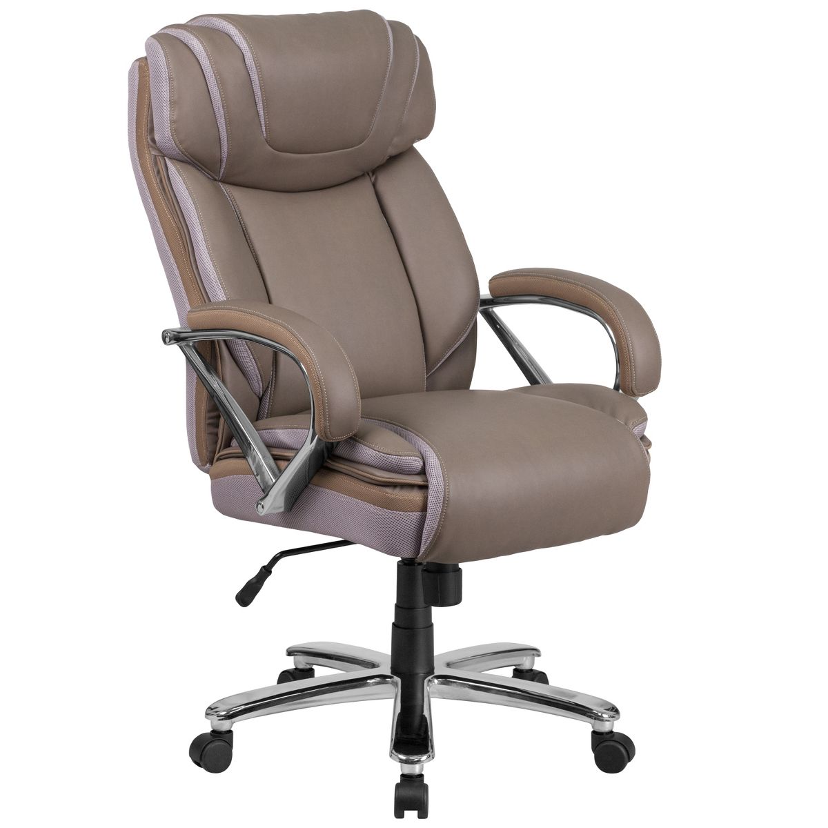 Emma and Oliver 500 lb. Big & Tall Black LeatherSoft Ergonomic Office Chair with Extra Wide Seat