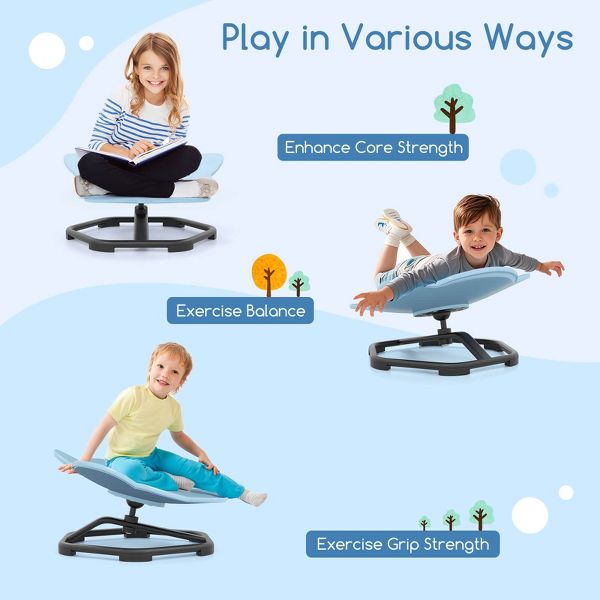 Costway Kids Sensory Swivel Chair with Non-Slip Metal Base for Autistic Kids Indoor Outdoor Blue Elephant