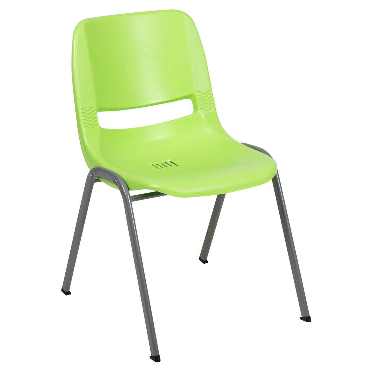 Emma and Oliver Black Ergonomic Shell Student Stack Chair - Classroom Chair / Office Guest Chair