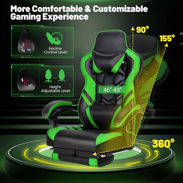 Costway Office Computer Desk Chair Gaming Chair Adjustable Swivel w/Footrest Black