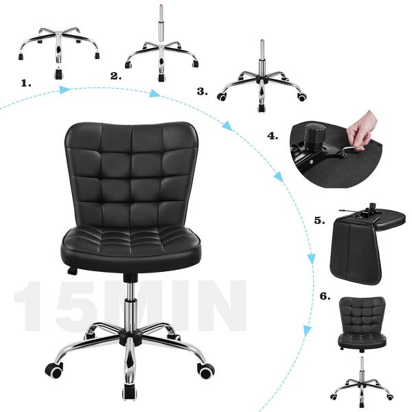 Yaheetech Modern Mid-back Office Chair Armless Desk Chair, Black
