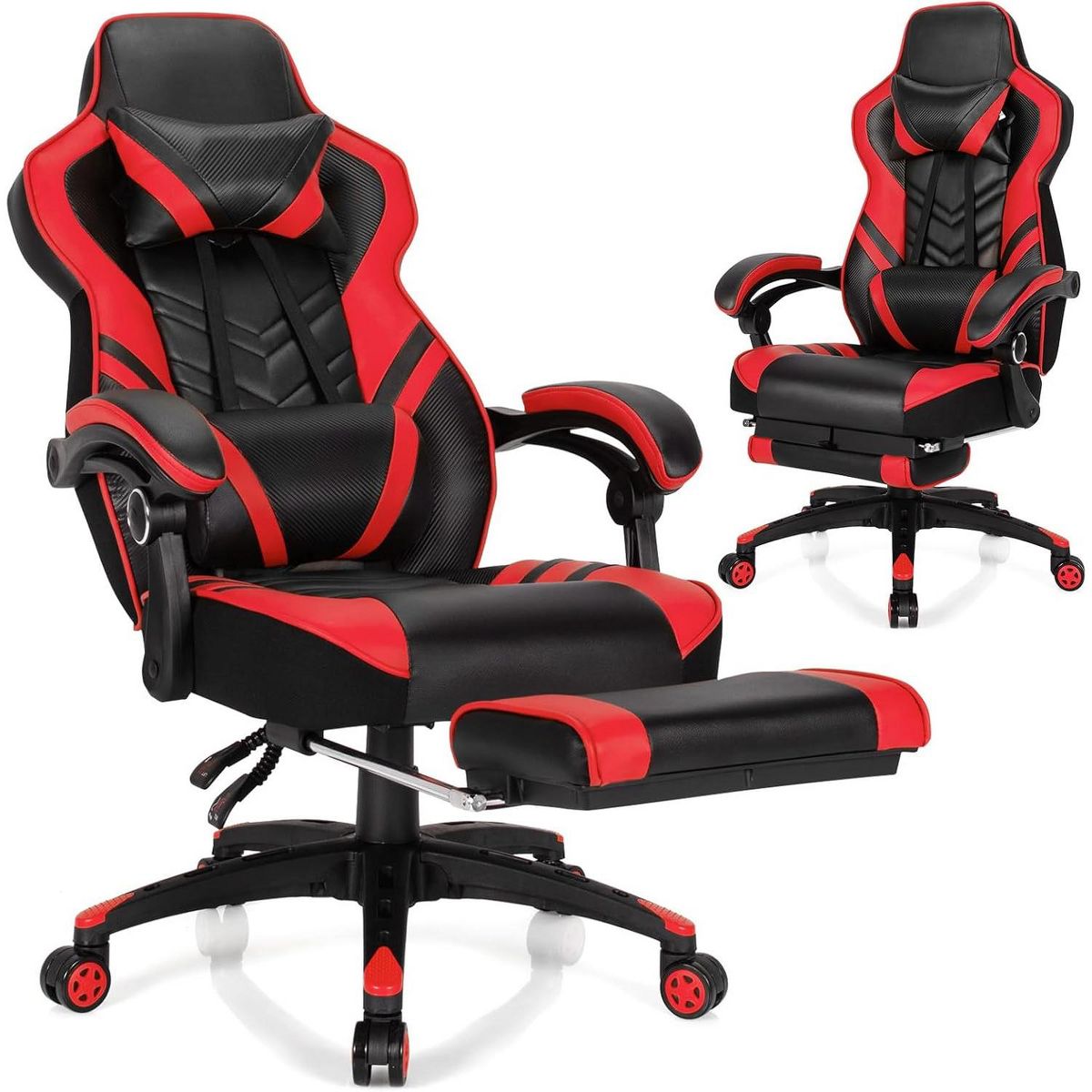 Costway Office Computer Desk Chair Gaming Chair Adjustable Swivel w/Footrest Black