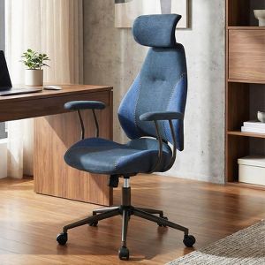 Costway Ergonomic Office Chair with 2D Headrest, Rocking Backrest & Wheels, Gaming Chair Blue
