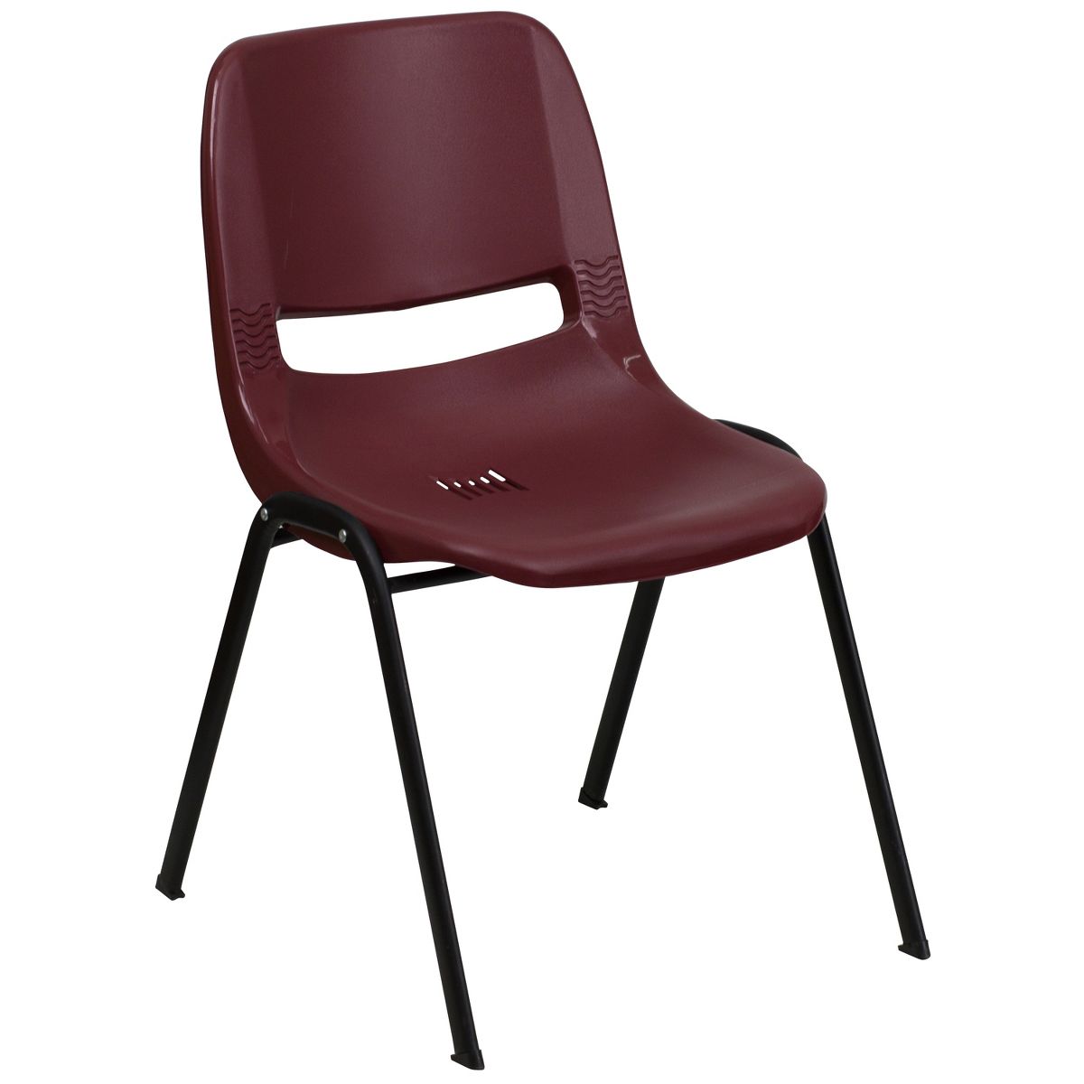 Emma and Oliver Black Ergonomic Shell Student Stack Chair - Classroom Chair / Office Guest Chair
