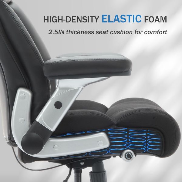500lbs Big and Tall Office Chair with Adjustable Lumbar Support, Executive Heavy Duty Chair with Flip-Up Armrests and Wider Seat, Ergonomic Chair