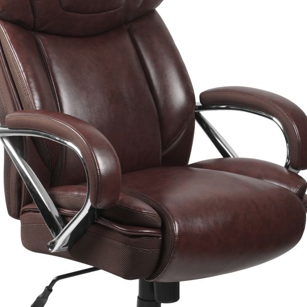 Emma and Oliver 500 lb. Big & Tall Black LeatherSoft Ergonomic Office Chair with Extra Wide Seat