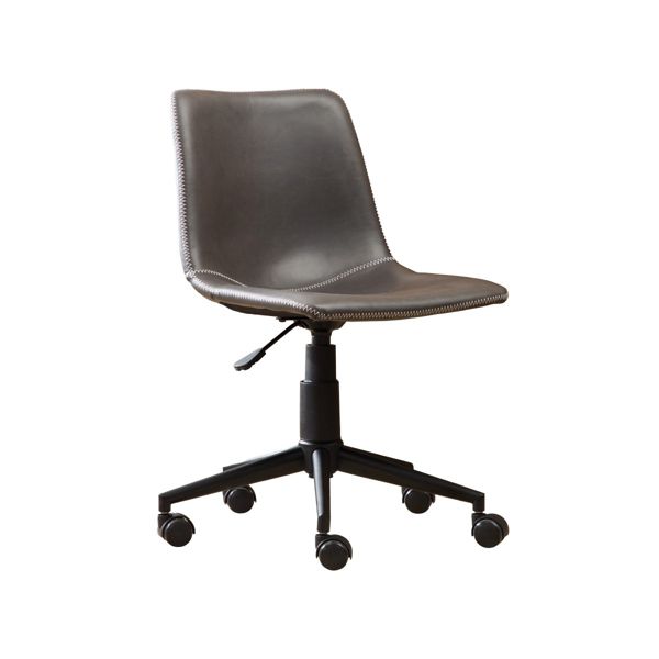 360° Swivel Gray Faux Leather Office Chair, Air Lift Adjustable Desk Chair, Seating for Work, 18"-21" Seat Height-Panipeachy