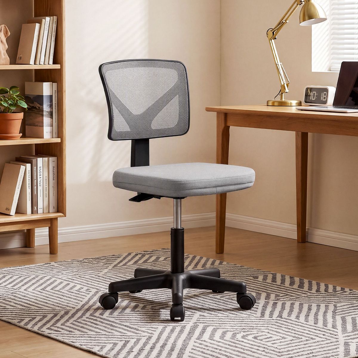 JIONJOY Armless Mesh Office Chair - Adjustable Height Rolling Desk Chair for Small Space, Dorm, Home Office | Black