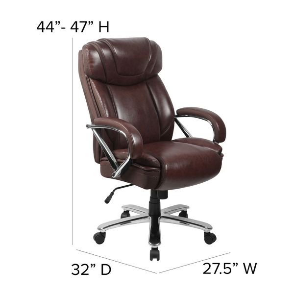 Emma and Oliver 500 lb. Big & Tall Black LeatherSoft Ergonomic Office Chair with Extra Wide Seat