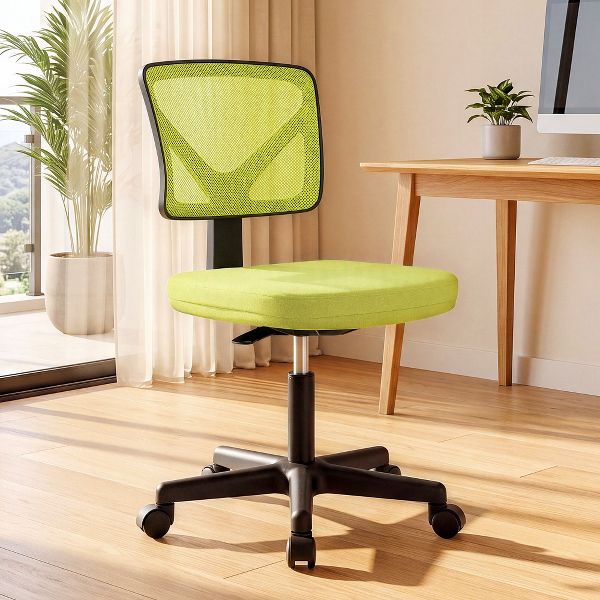 JIONJOY Armless Mesh Office Chair - Adjustable Height Rolling Desk Chair for Small Space, Dorm, Home Office | Black