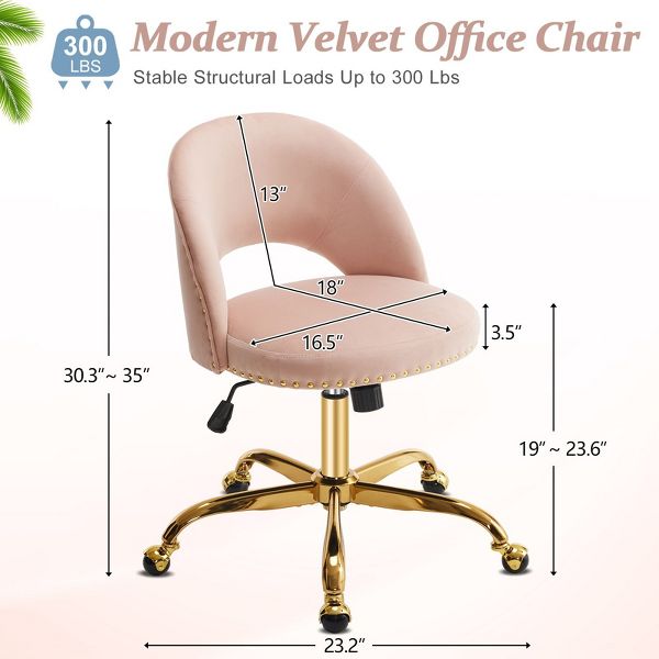 Karl Home | 23 inch Navy Blue Task Chair Office Desk Chair Make Up Chair With Wheels