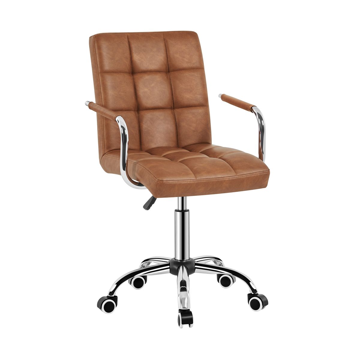 Yaheetech Modern Office Chair Height Adjustable Swivel Chair Mid Back PU Leather Chair, Black
