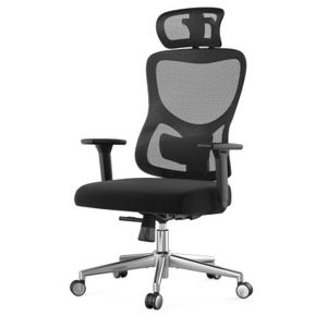 Black Ergonomic Office Chair, Mesh Desk Chair with Adjustable Lumbar & Headrest, Swivel Computer Chair for Home, Single