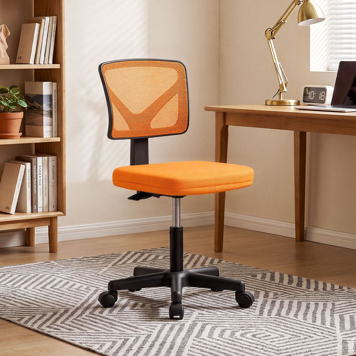 JIONJOY Armless Mesh Office Chair - Adjustable Height Rolling Desk Chair for Small Space, Dorm, Home Office | Black
