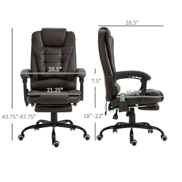 Vinsetto 7-Point Vibrating Massage Office Chair Computer Chair with Lumbar Support, Footrest, Reclining Back, Adjustable Height, Black
