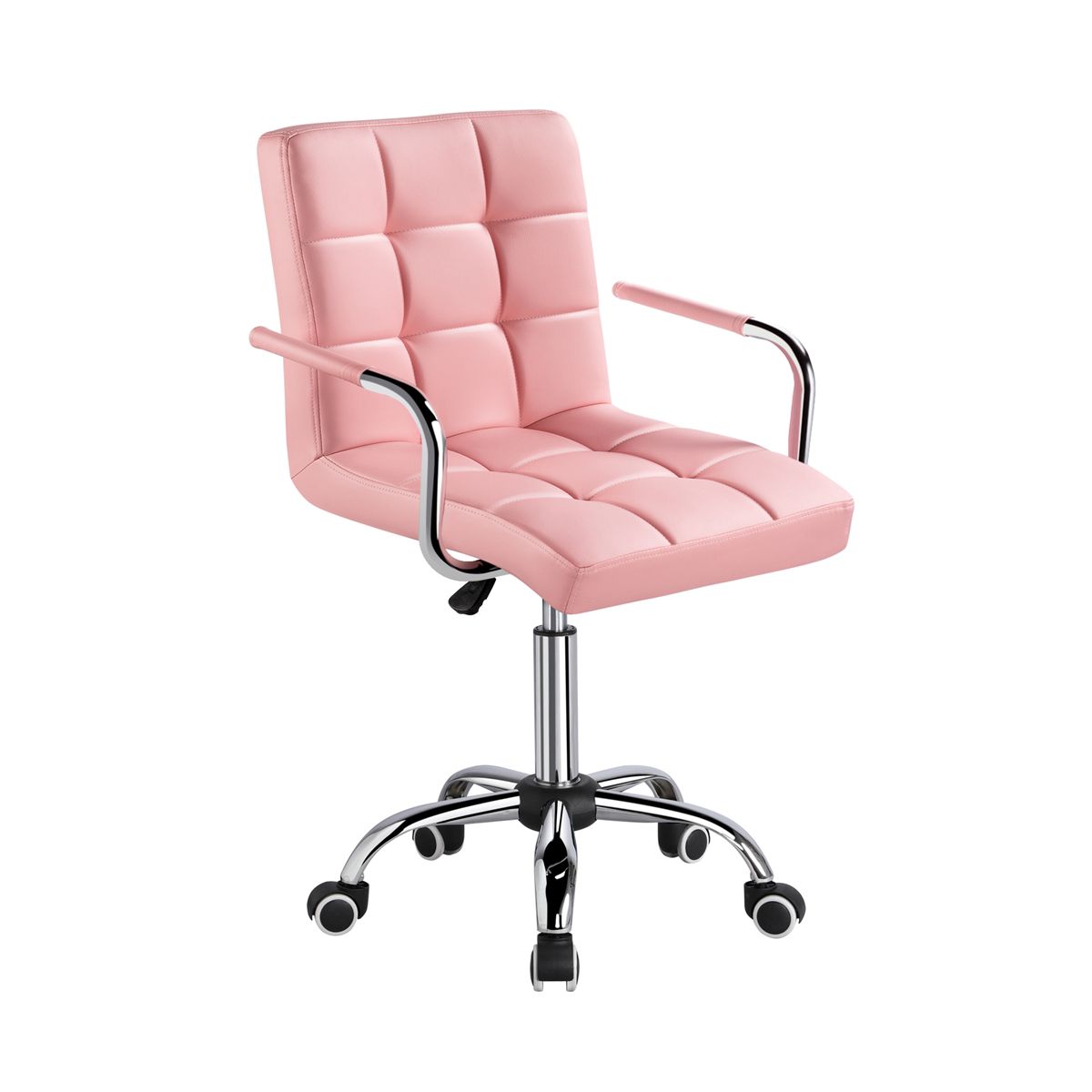Yaheetech Modern Office Chair Height Adjustable Swivel Chair Mid Back PU Leather Chair, Black