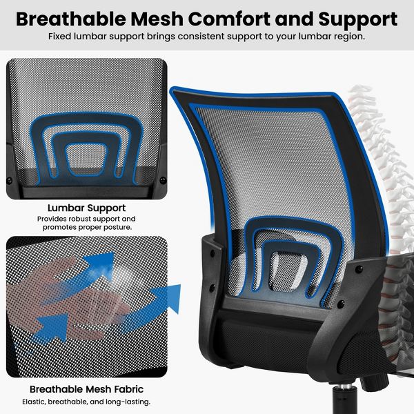 Yaheetech Adjustable Ergonomic Computer Chair Office Chair Black