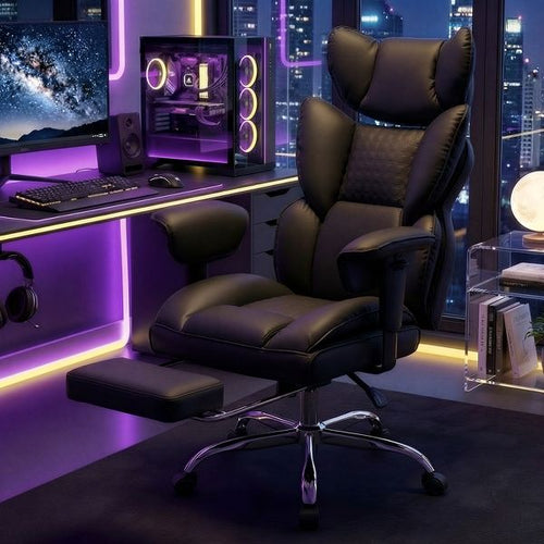 Bestier 27-in W Ergonomic Office Chair with Adjustable Armrests Reclining Footrest 350 lb Capacity for Home Office Gaming, Black