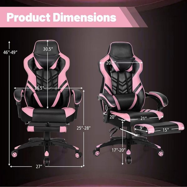 Costway Office Computer Desk Chair Gaming Chair Adjustable Swivel w/Footrest Black