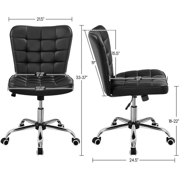 Yaheetech Modern Mid-back Office Chair Armless Desk Chair, Black