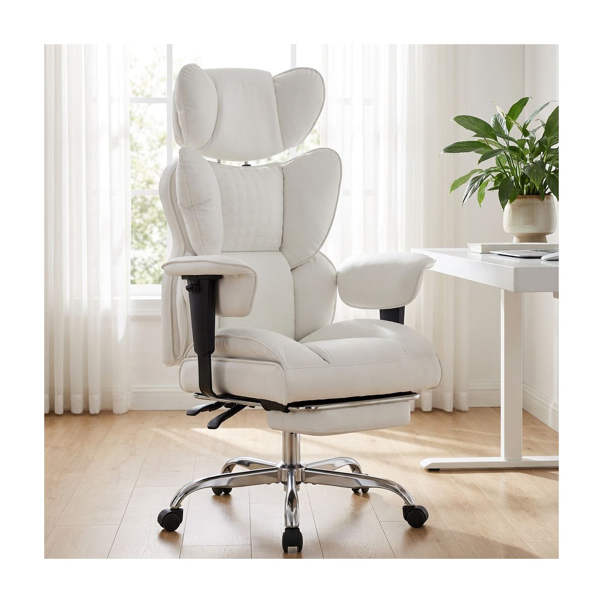 Bestier 27-in W Ergonomic Office Chair with Adjustable Armrests Reclining Footrest 350 lb Capacity for Home Office Gaming, Black