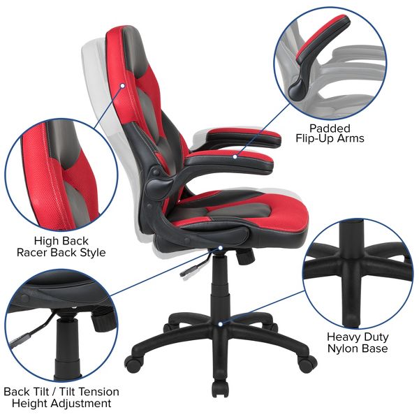 Flash Furniture X10 Gaming Chair, Racing Ergonomic Office Chair, Height Adjustable Swivel Computer Chair w/ Flip-Up Arms, Camouflage/Black LeatherSoft