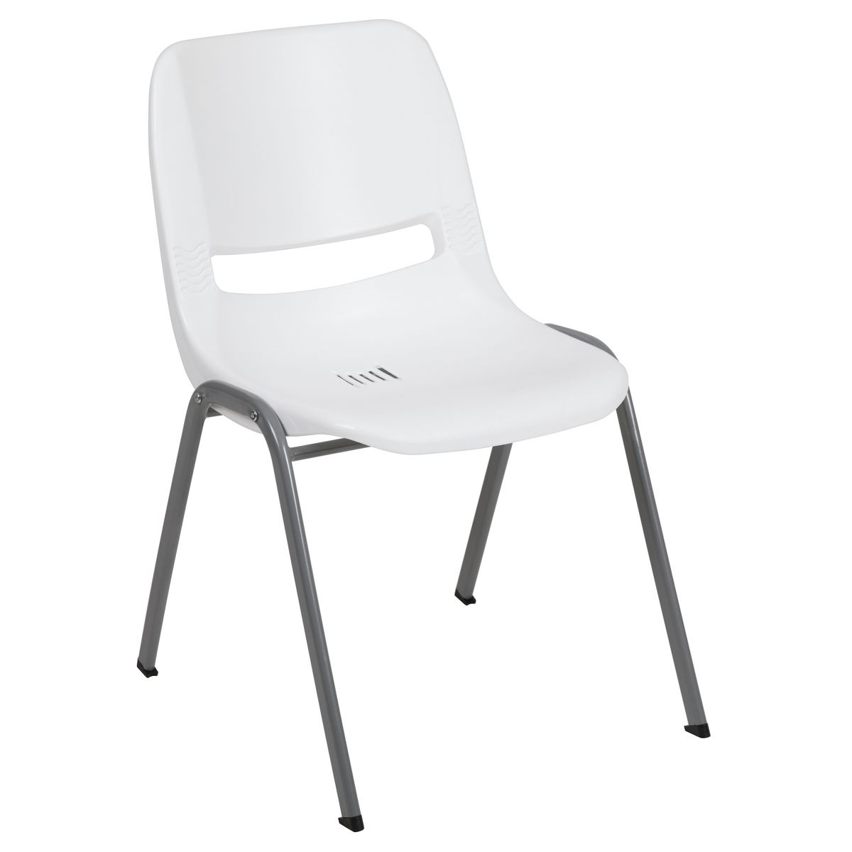 Emma and Oliver Black Ergonomic Shell Student Stack Chair - Classroom Chair / Office Guest Chair