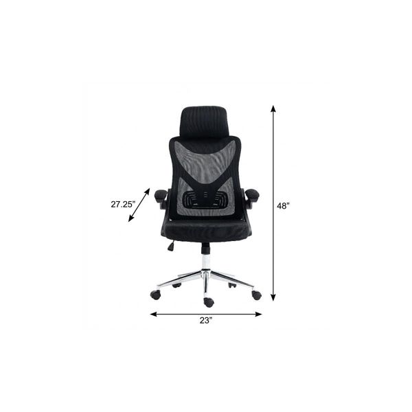 HomeRoots Black Adjustable Height Swivel Rolling Office Chair