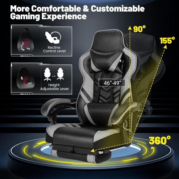 Costway Office Computer Desk Chair Gaming Chair Adjustable Swivel w/Footrest Black