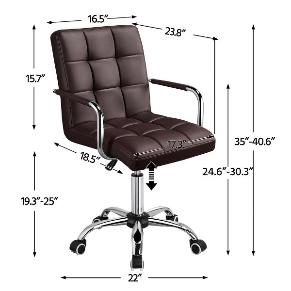 Yaheetech Modern Office Chair Height Adjustable Swivel Chair Mid Back PU Leather Chair, Black