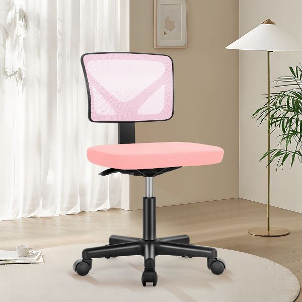 JIONJOY Armless Mesh Office Chair - Adjustable Height Rolling Desk Chair for Small Space, Dorm, Home Office | Black