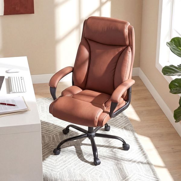 Costway 400 LBS Big & Tall Leather Office Chair Adjustable High Back Task Chair