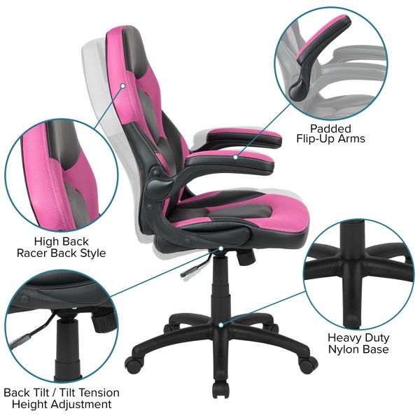 Flash Furniture X10 Gaming Chair, Racing Ergonomic Office Chair, Height Adjustable Swivel Computer Chair w/ Flip-Up Arms, Camouflage/Black LeatherSoft
