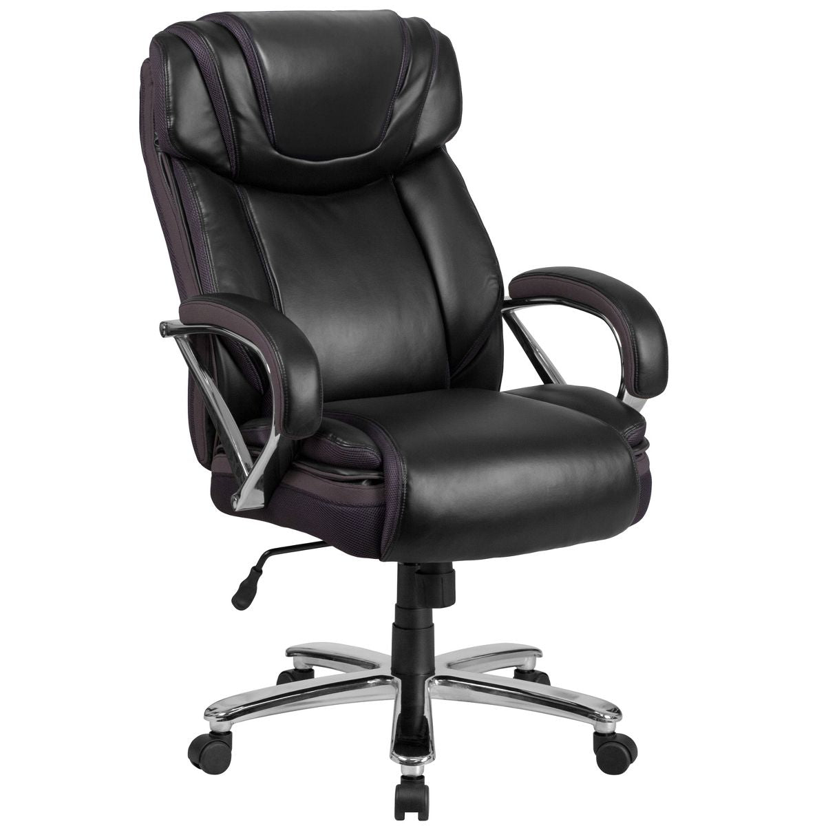 Emma and Oliver 500 lb. Big & Tall Black LeatherSoft Ergonomic Office Chair with Extra Wide Seat