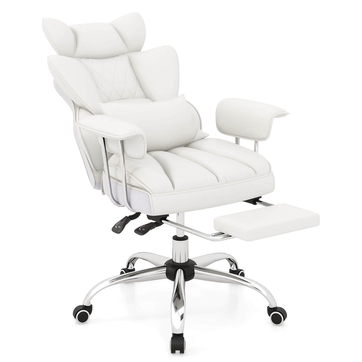 Costway 400 LBS Big & Tall Office Chair with Adjustable Height Reclining Function Footrest Black