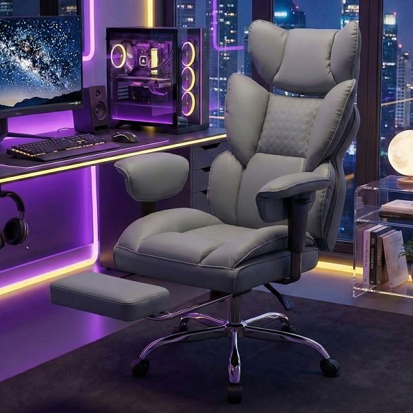 Bestier 27-in W Ergonomic Office Chair with Adjustable Armrests Reclining Footrest 350 lb Capacity for Home Office Gaming, Black