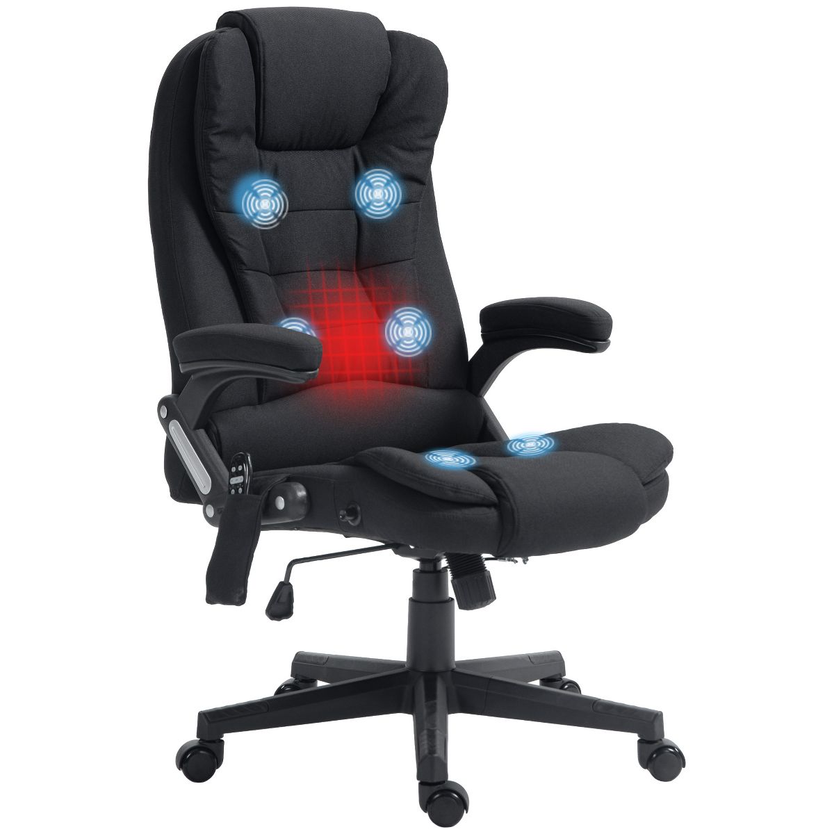 6 Point Vibrating Massage Office Chair with Heat, Linen High Back Massage Desk Chair with Reclining Backrest