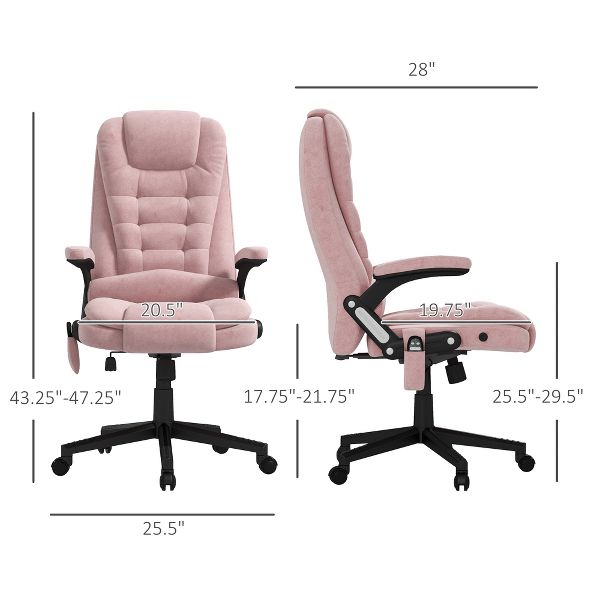 HOMCOM 6 Point Vibrating Massage Office Chair with Heat, Velvet High Back Executive Office Chair with Reclining Backrest, Armrests, Black
