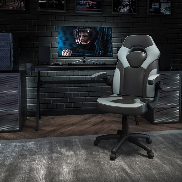 Flash Furniture X10 Gaming Chair, Racing Ergonomic Office Chair, Height Adjustable Swivel Computer Chair w/ Flip-Up Arms, Camouflage/Black LeatherSoft