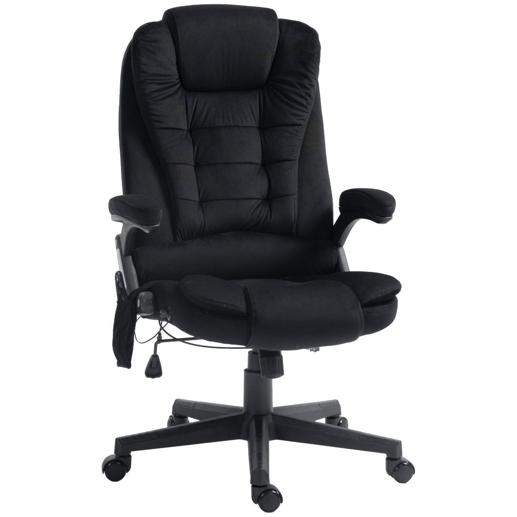Vinsetto 6 Point Vibrating Massage Office Chair with Heat, Linen High Back Executive Office Chair with Reclining Backrest, Armrests, Black