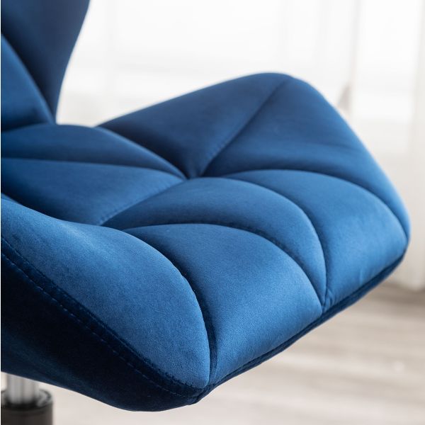 Homy Casa Adjustable Swivel Office Chair with Cushioned Velvet Seat for Home Office or Bedroom, Blue
