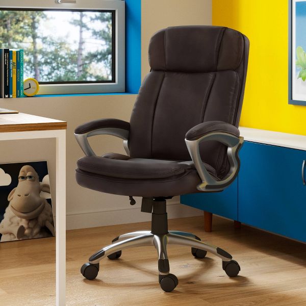 Big and Tall Executive Office Chair Cognac - Serta: 350lb Capacity, Ergonomic, Swivel, Adjustable