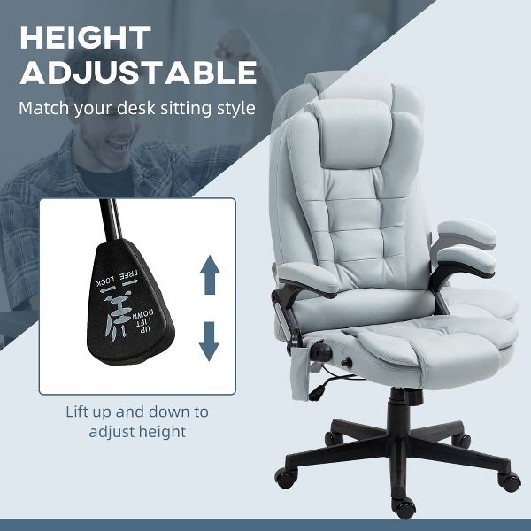 HOMCOM 6 Point Vibrating Massage Office Chair with Heat, Microfiber High Back Executive Office Chair with Reclining Backrest, Armrests, Rust Red
