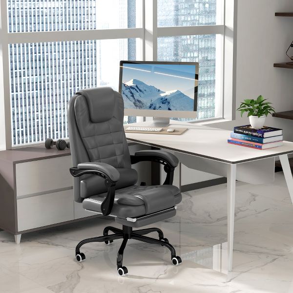 Vinsetto 7-Point Vibrating Massage Office Chair Computer Chair with Lumbar Support, Footrest, Reclining Back, Adjustable Height, Black