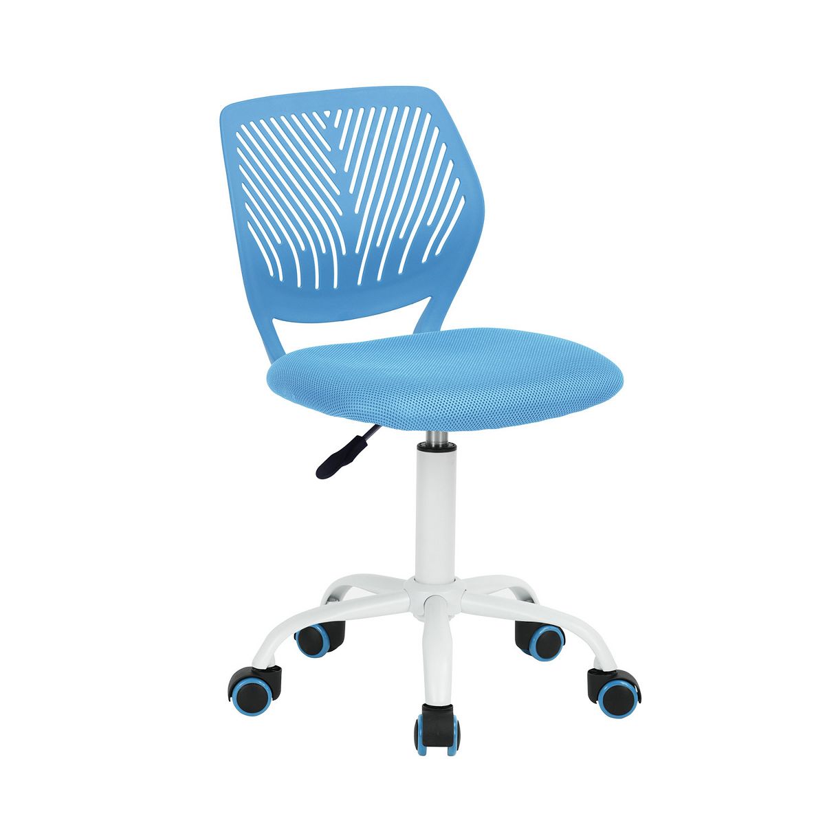 HomeRoots Blue and White Adjustable Height Swivel Rolling Office Chair