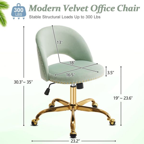 Karl Home | 23 inch Navy Blue Task Chair Office Desk Chair Make Up Chair With Wheels