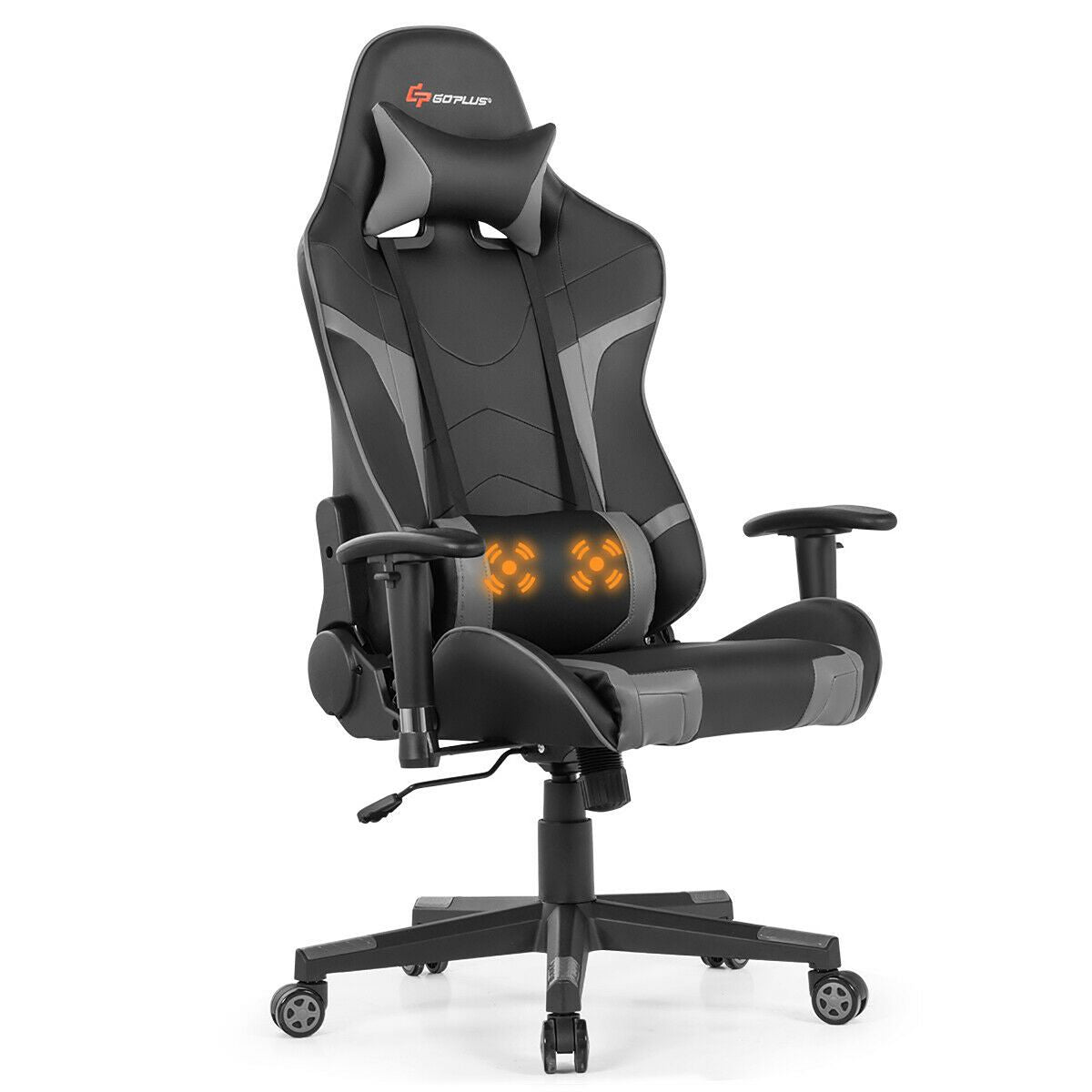 Costway Massage Gaming Chair Reclining Swivel Racing Office Chair w/Lumbar Support Blue