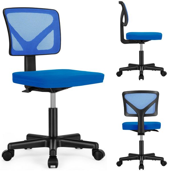 JIONJOY Armless Mesh Office Chair - Adjustable Height Rolling Desk Chair for Small Space, Dorm, Home Office | Black
