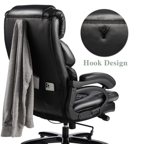 500lbs Big and Tall Office Chair forwith Wide Spring Seat Computer Desk Chair 360 Swivel Home Office Desk Chair-Black