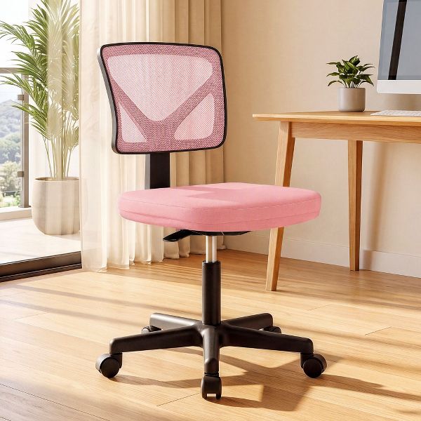 JIONJOY Armless Mesh Office Chair - Adjustable Height Rolling Desk Chair for Small Space, Dorm, Home Office | Black